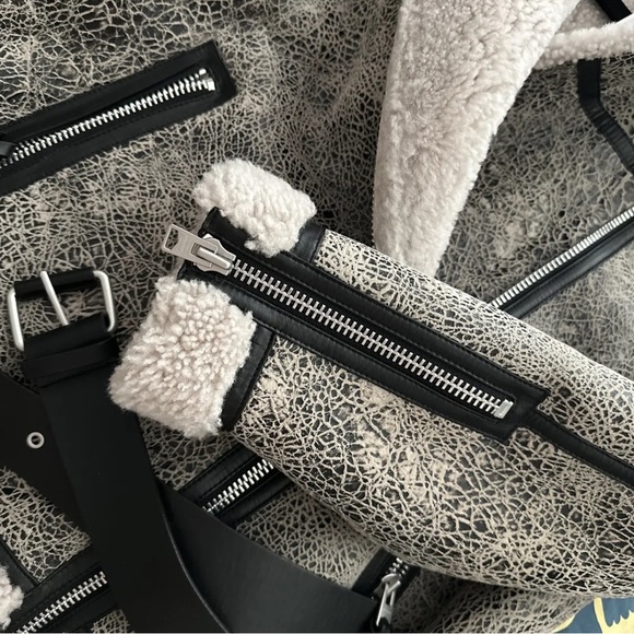 All Saints Biker Shearling coat- BNWT - Picture 5 of 9